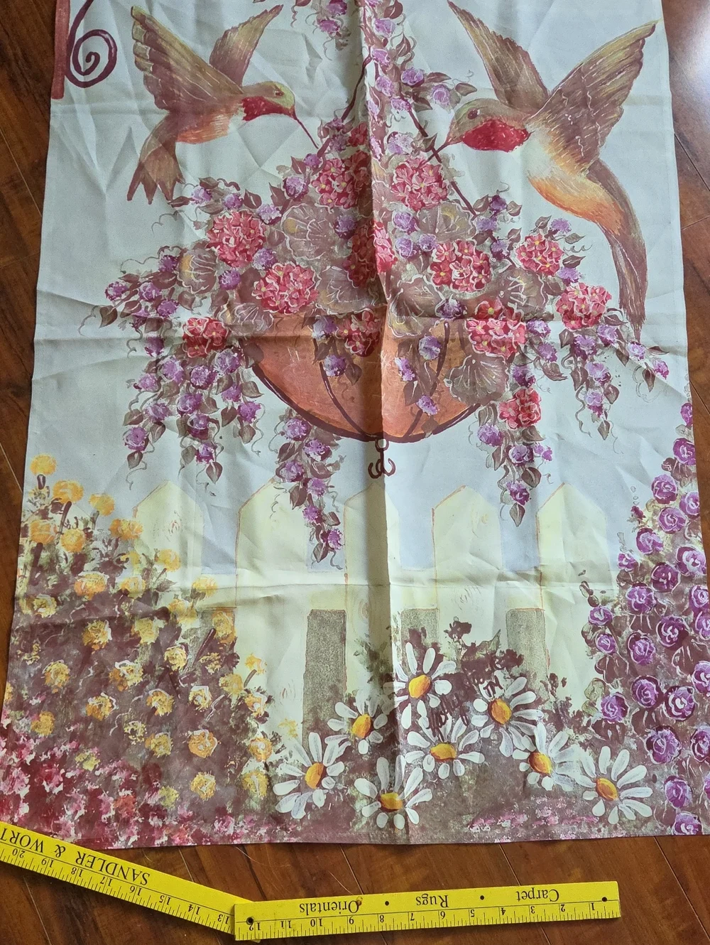 Floral Hummingbird Decorative Flag - Cream & Pink